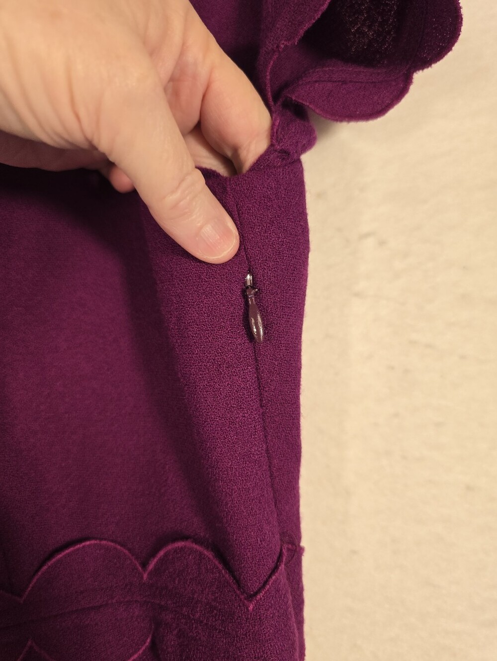 Boden Wool Fushia Scalloped Details Fall/autumn S SleeveSheath Dress Ladies Sz 8 - Picture 7 of 11